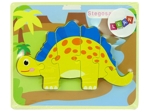 Holzpuzzle Dinosaurier Stegosaurus Gelb