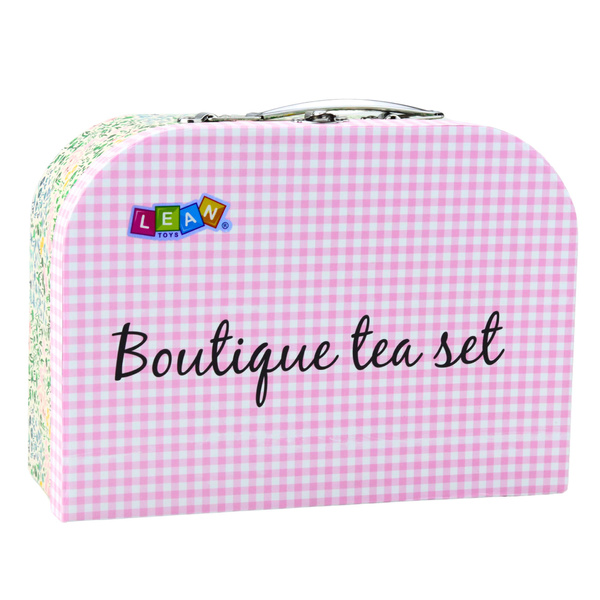 Tea Set in a Suitcase Pastel Metal Tableware 15 pcs