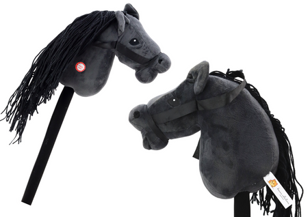 Plush Horse Head On A Stick Hobby Horse Long-haired Horse Black sounds