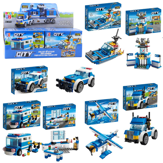Construction Blocks Police Helicopter Vehicles Buildings 98-118 pcs Mix