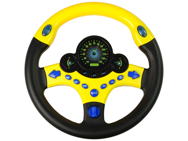Interactive Yellow Steering Wheel Driving Simulator Sounds Lights