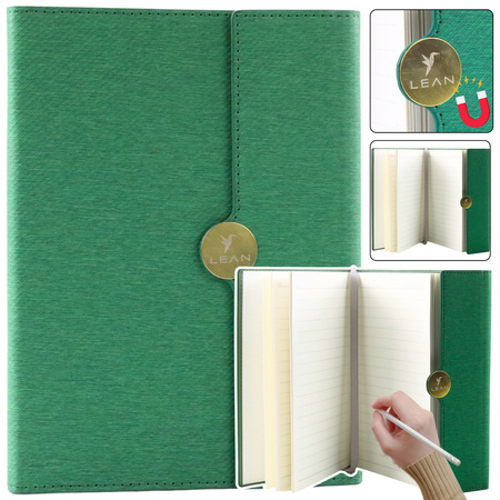 Office Notebook Magnet Notebook A5 Lined With Cover Green