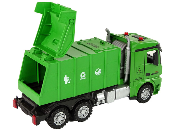 Green Remote Controlled Garbage Truck Remote Control 2.4G Lights Sound