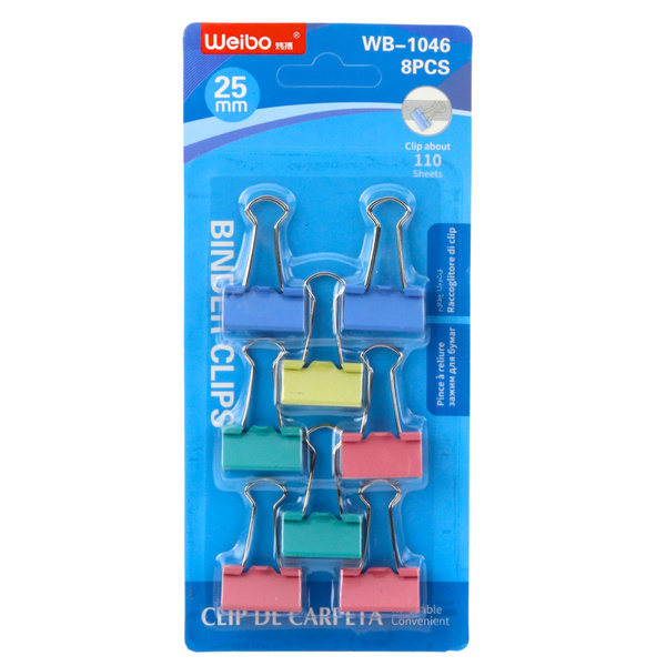 Set of 8 Colored Paper Clips 25mm