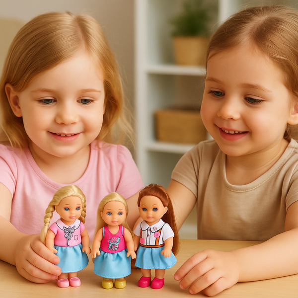 Kaibibi Mini-Puppe mit langen Haaren und buntem Kleid, 12 cm, gemischt