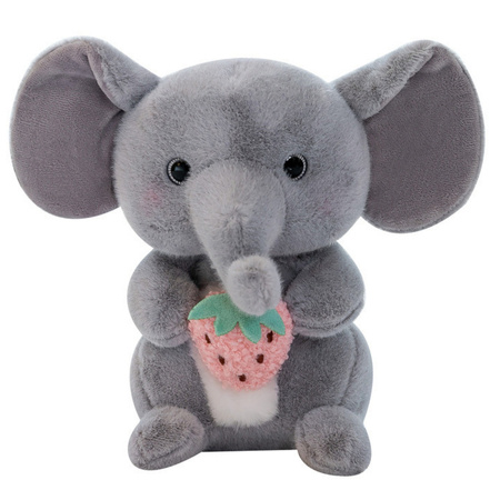 Plüsch Maskottchen Kuscheltier Elefant mit Erdbeere Grau 23cm