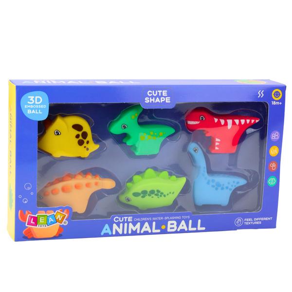 Bath Toys Set Rubber Dinosaurs Colorful 6pcs