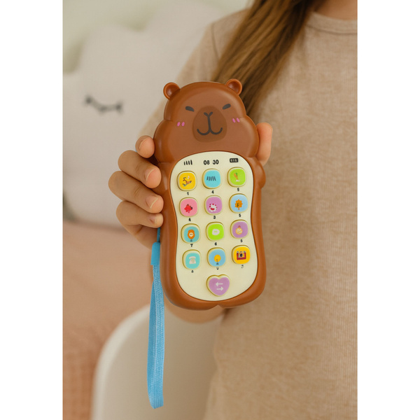 Children's Educational Phone Lights Sounds Melodies Capybara Brown