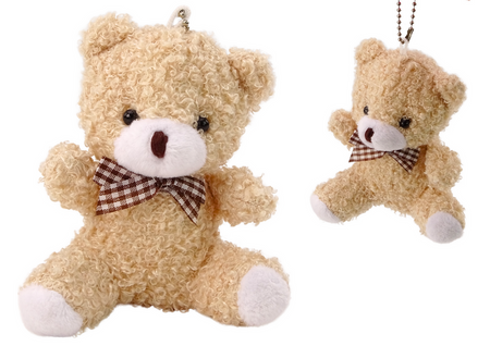 Teddy Bear Cream Plush Small Cuddly Toy Mascot Keychain 10cm