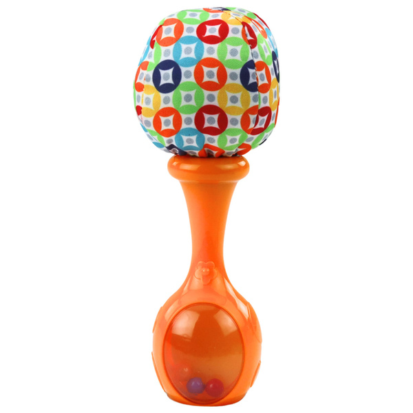 Set of Rattles with Soft Ball Patterns Orange Green 2 pcs