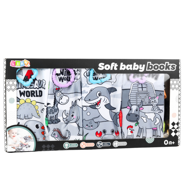 Set mit weichen, pädagogischen Sensorikbüchern für Kleinkinder, 4-teilig