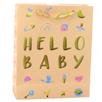 Hello Baby Gift Bag Peach 32 x 26 x 10cm