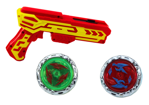 Set Gun Launcher 2 Metal Discs Red Lights