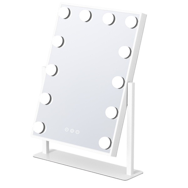 Hollywood Mirror with LED Lighting 12 Bulbs 3 Lighting Modes White