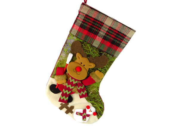 Reindeer in Sweater Christmas Fabric Gift Sock