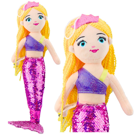 Plush Mermaid Cuddly Toy Tail Sequin Purple 48cm
