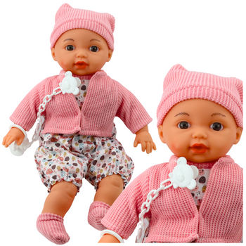 Baby Doll Sweater Hat Pacifier Chain Pink 40cm