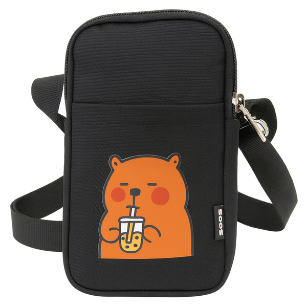 Capybara Shoulder Bag Adjustable Strap Black 20 x 14.5 cm
