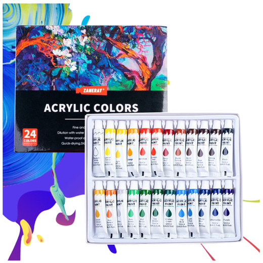 Set künstlerischer Acrylfarben in Tuben, reich pigmentiert, 24 Stück à 12 ml