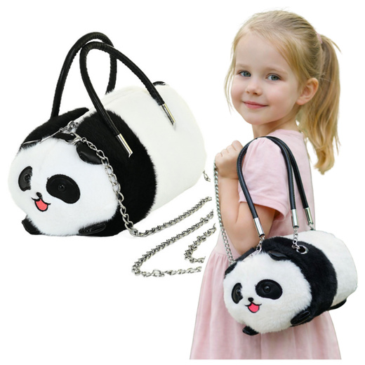 Plüsch Panda Taschengriffe Metallkette Schwarz Weiß 20cm