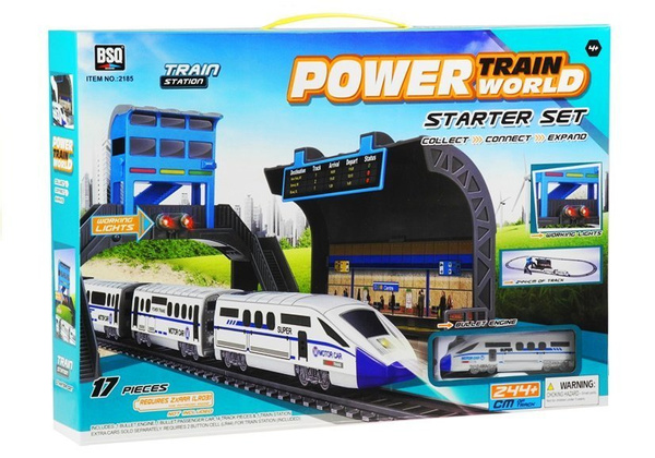 Lokomotive Schienen 244cm + Bahnhof Wagen Set Spielzeug