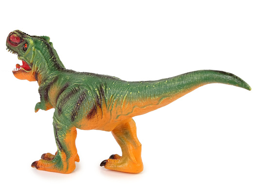 Große Dinosaurierfigur Tyrannosaurus Rex Grün und Orange Ton 60 cm lang
