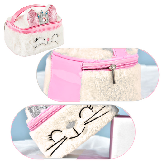 Plüsch Kinder Kosmetiktasche Hase Glitzer Weiß 20cm