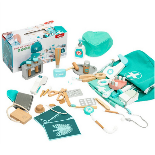 Arztset Little Doctor Dentist Holz-Erste-Hilfe-Set Schürze 20-teilig