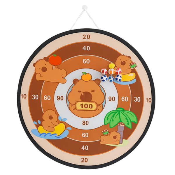 Capybara Dartboard Skill Game Velcro Balls Guns 73.5 cm