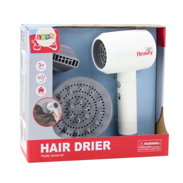 Spielzeug-Haartrockner mit zwei Düsen und Sound, weiß