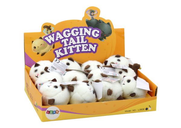 Plüsch gestreckte Katze springendes Maskottchen weiß