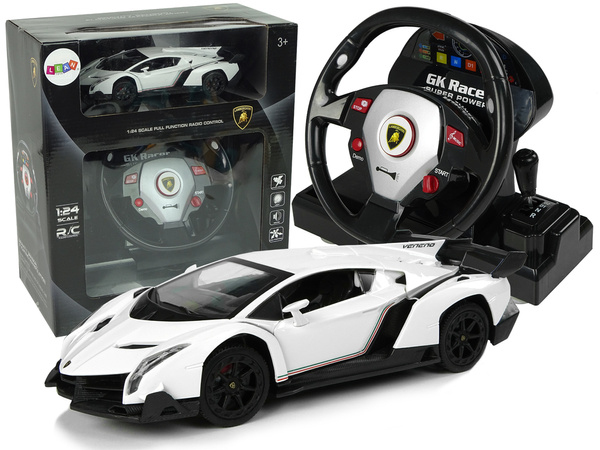 Remote Control Car Lamborghini Veneno White Steering Wheel Sound Light