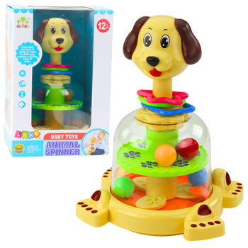Interactive spinning top for toddlers, dog, colorful balls