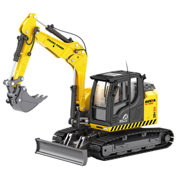 Raupenbagger mit Bulldozer Metall Huina Gelb 1:50