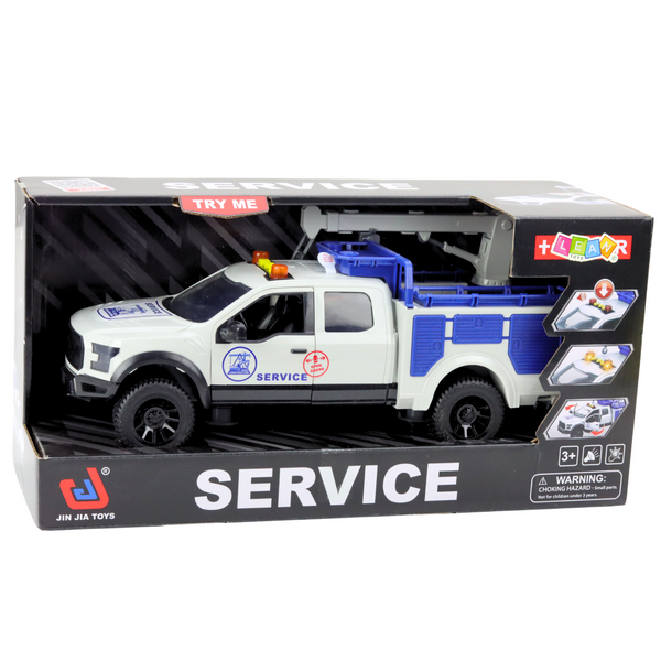 Dienstwagen mit Kranlicht und Geräuschen, weiß, 1:12