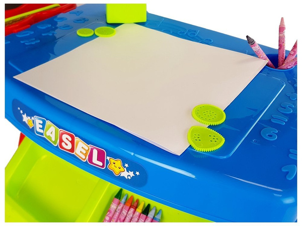 Educational Drawer Table with Projector 36 Pictures Crayons Templates Blue and Red