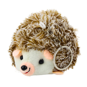 Plush Hedgehog Mascot Keychain Ring Brown 9cm