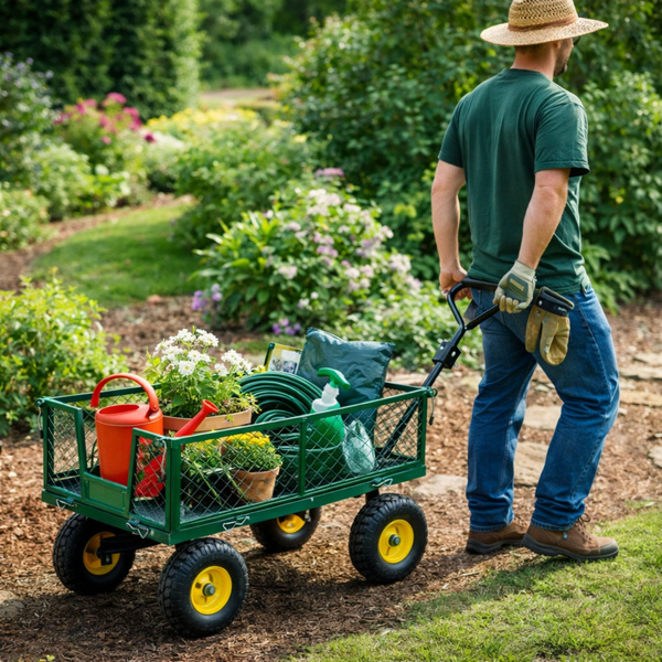 Foldable Garden Transport Cart Steel Trailer 200 kg