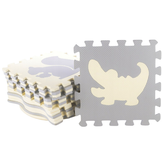 Weiche Puzzle-Lernmatte Tiere EVA-Schaum Beige Grau 9-tlg.