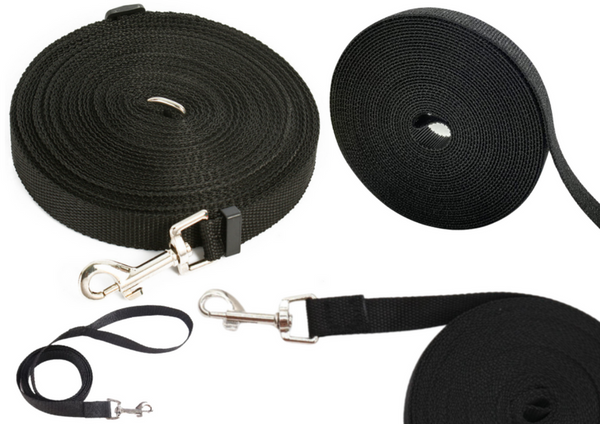 Long Training Leash With Fastener Webbing Tape Black 5m