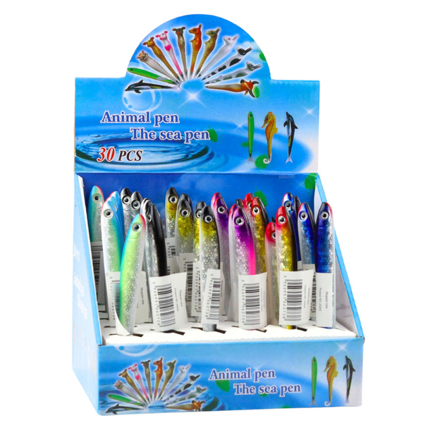 Fish Ballpoint Pen Shimmering Blue Color Ink 12.5cm