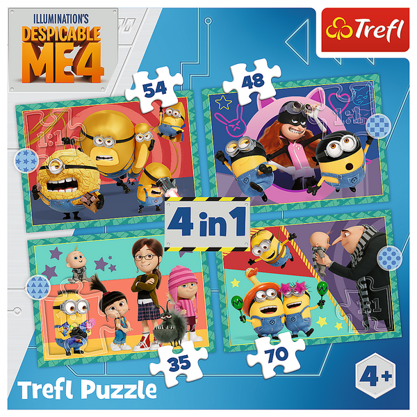 Puzzle - 4 in 1 - Verrückte Minions Trefl 34648