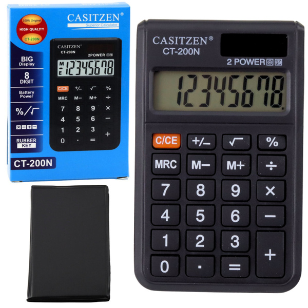 Kalkulator Kieszonkowy Z Etui Wyświetlacz 8- Cyfrowy Solar CT-200N