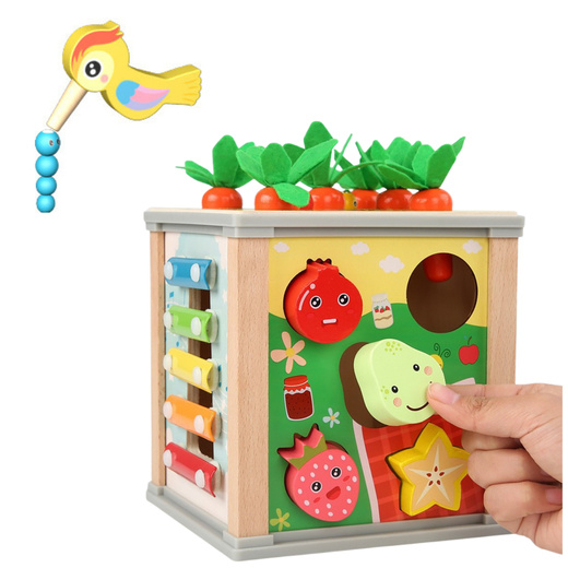 Wooden Cube Educational Sensory Multifunctional 6in1