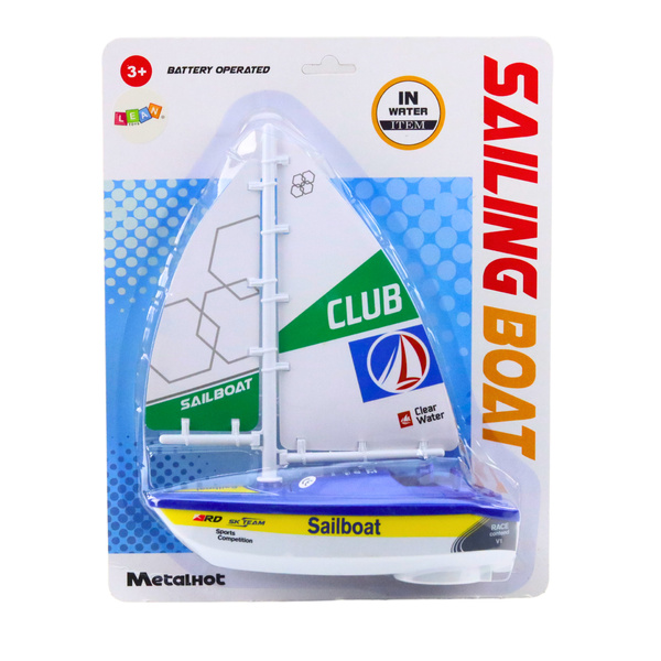 Sailboat Water Boat Battery Operated Turbine Drive Blue