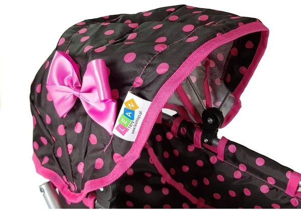 Puppenwagen Alice Kinderwagen Puppe Puppenkarre Wagen Schwarz-Rosa