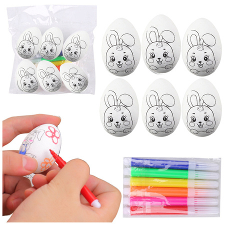Easter Styrofoam Eggs For Painting Markers Rabbit Pattern D 6pcs