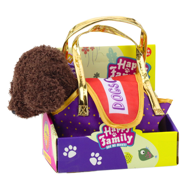 Poodle Dog in Velcro Bag, Cuddly Toy, Dark Brown