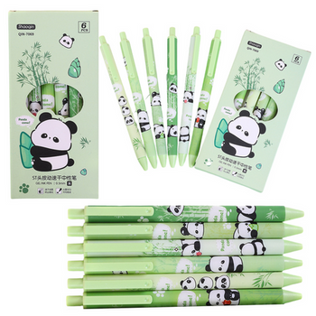Panda Bamboo Pen Set Green Black Ink 0.5mm 6pcs