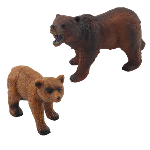Set of 2 Figures Brown bear with cub Forest Animals series